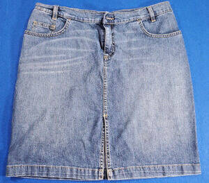 Lacoste Vintage Denim Skirt Womens Size 46 US 14 16 Blue Jean Front Slit Croc